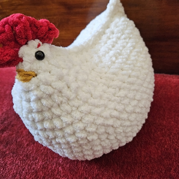 White Chunky Crochet Chicken Rooster amigurumi doll - Picture 7 of 11